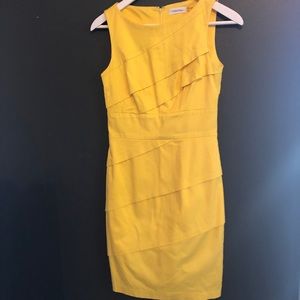 Calvin Klein Yellow Daisy Sleeveless Sheath Dress